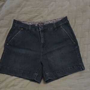 one 5 one Navy Denim Shorts with Cuffed Hem